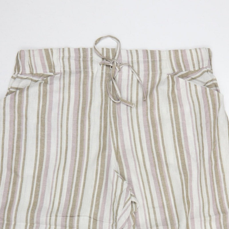 TU Women’s Beige Pink Striped Drawstring Cropped Trousers UK 18