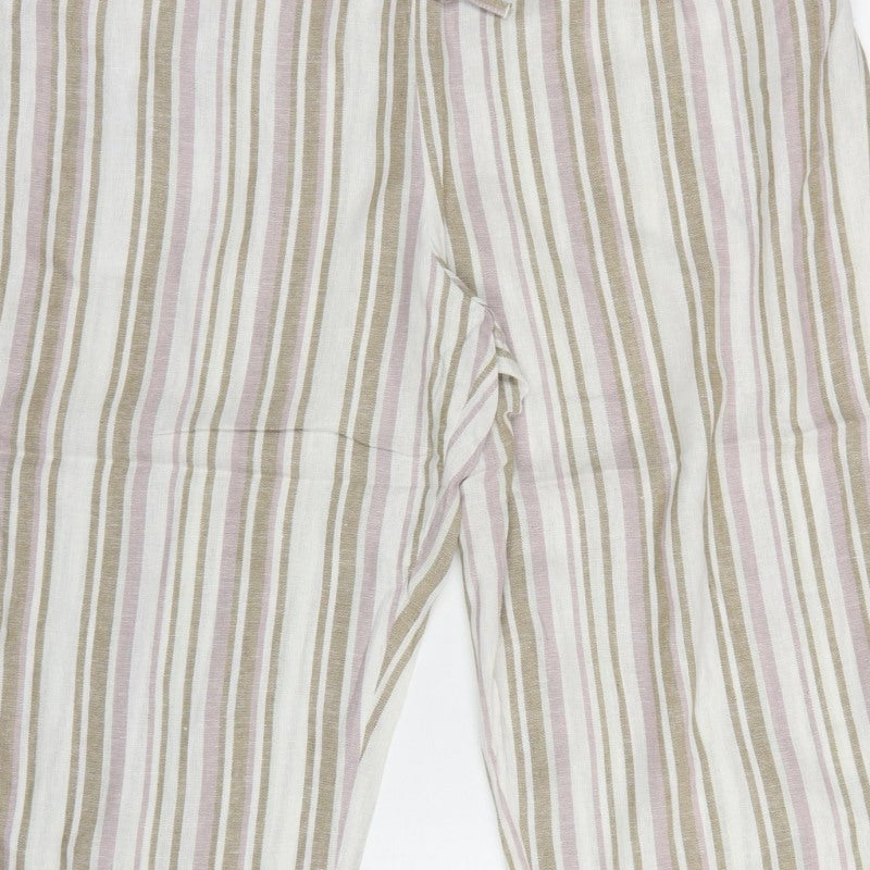 TU Women’s Beige Pink Striped Drawstring Cropped Trousers UK 18