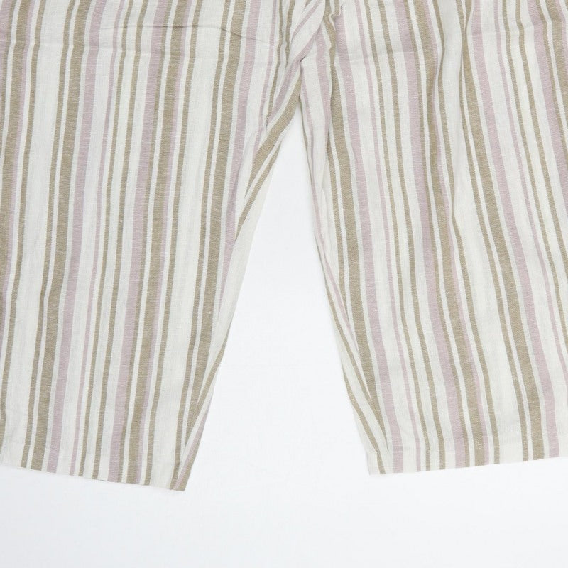 TU Women’s Beige Pink Striped Drawstring Cropped Trousers UK 18