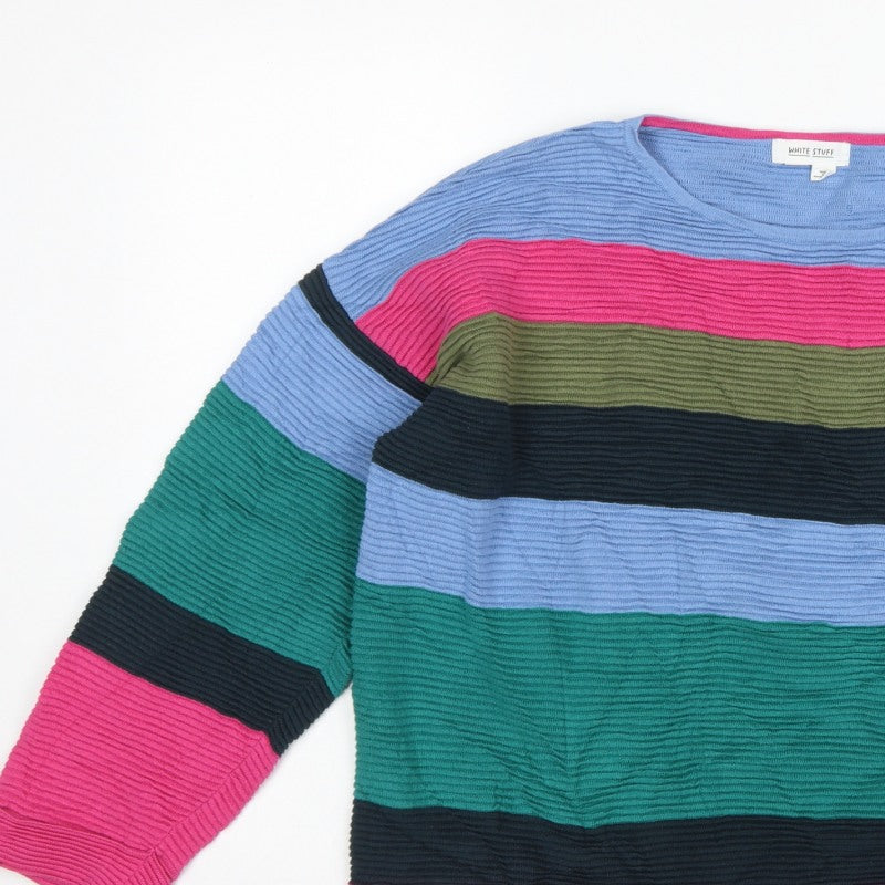 White Stuff Women Multicoloured UK 18 Striped Crew Neck Knit Jumper