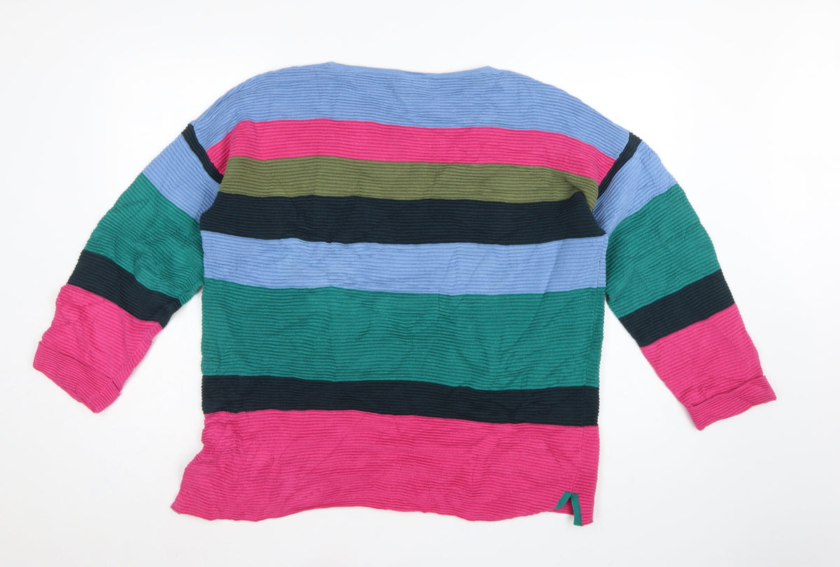 White Stuff Women Multicoloured UK 18 Striped Crew Neck Knit Jumper