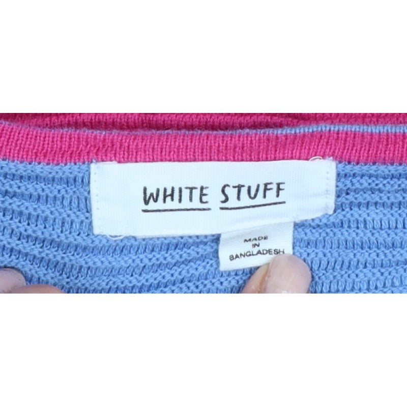 White Stuff Women Multicoloured UK 18 Striped Crew Neck Knit Jumper