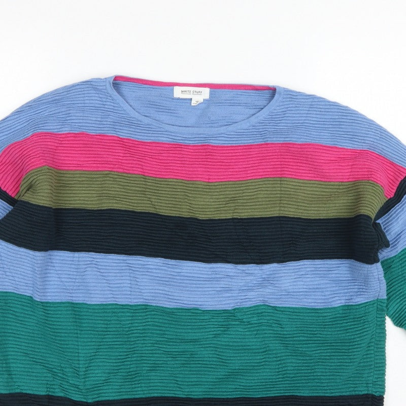 White Stuff Women Multicoloured UK 18 Striped Crew Neck Knit Jumper