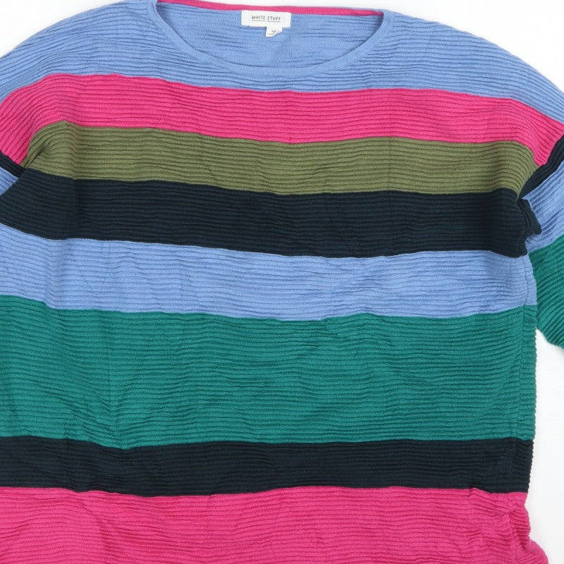 White Stuff Women Multicoloured UK 18 Striped Crew Neck Knit Jumper