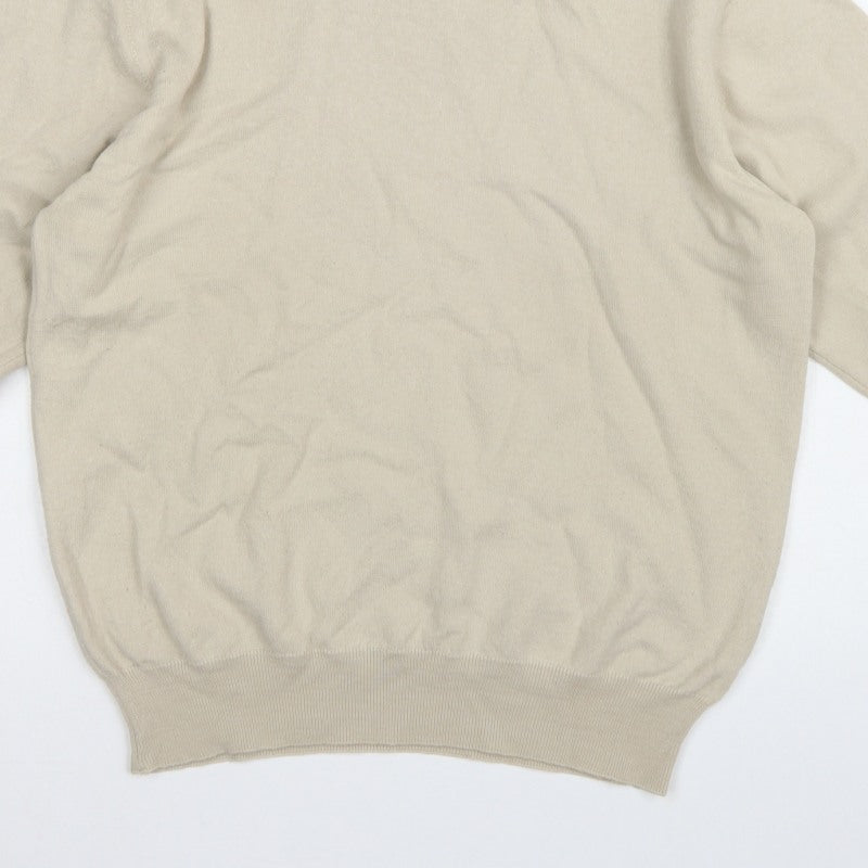 Greenwoods Men's Beige M Roll Neck Knit Pullover Classic Jumper