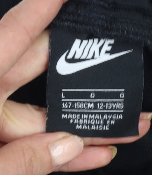 Nike Boys Black 12-13 Years Jogger Sweatpants Elastic Waist Logo