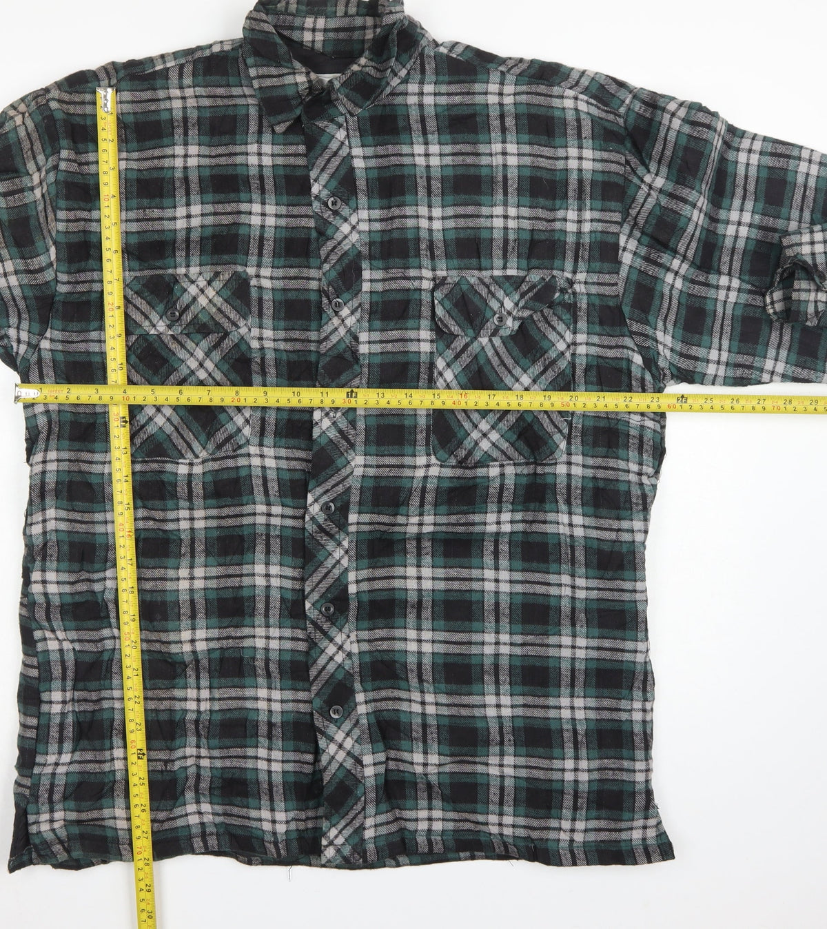 Taylor & Butler Men Green Plaid Flannel Button-Up Shirt Size L