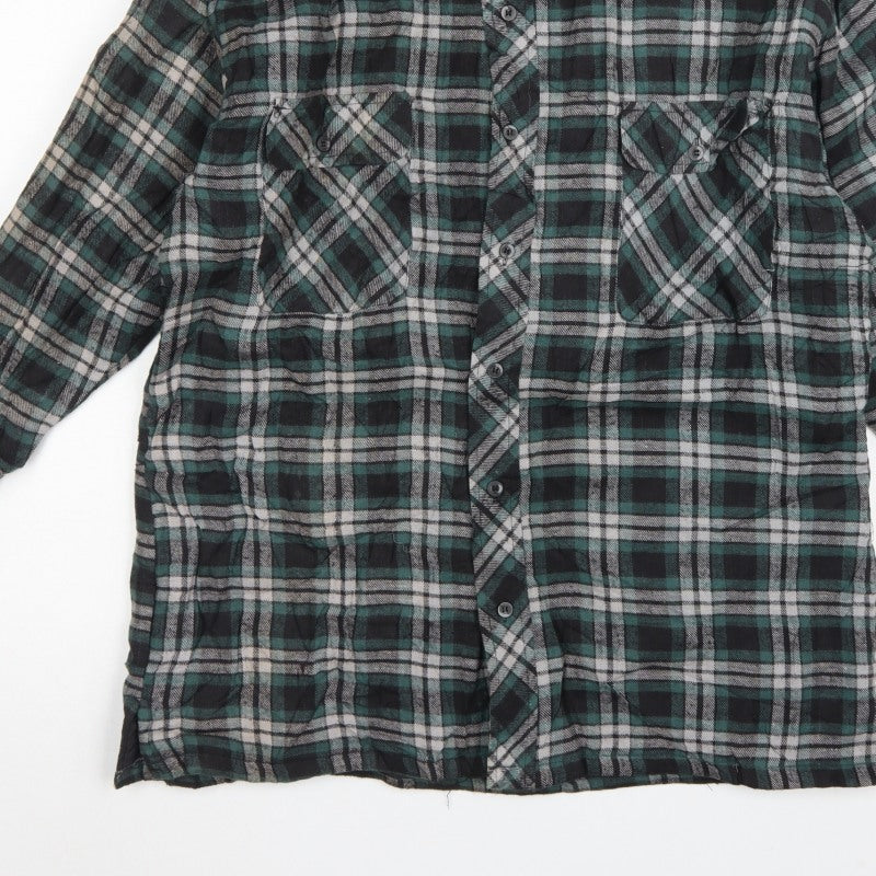 Taylor & Butler Men Green Plaid Flannel Button-Up Shirt Size L