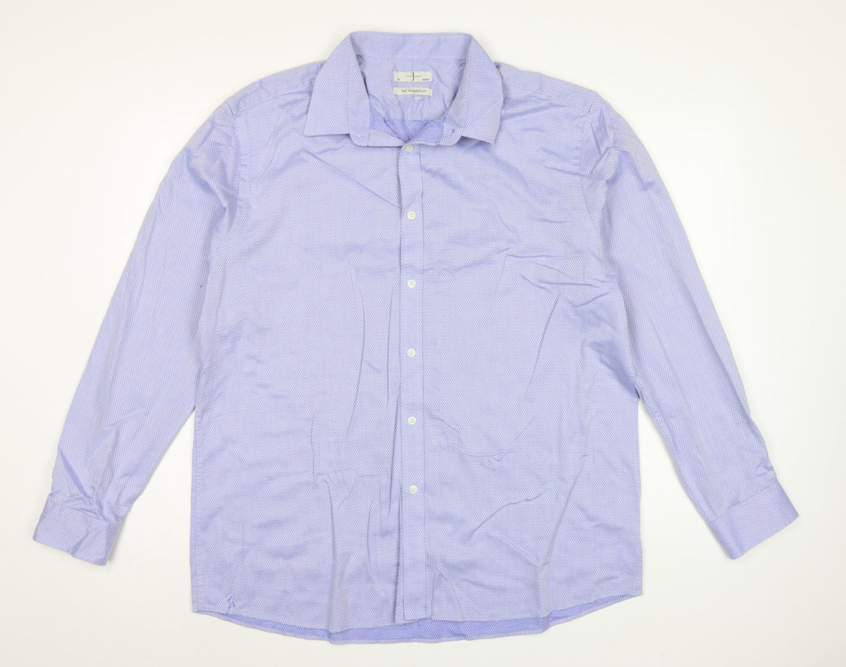 Jasper Conran Men’s Blue Geometric Tailored Fit Formal Shirt 18 45.5cm