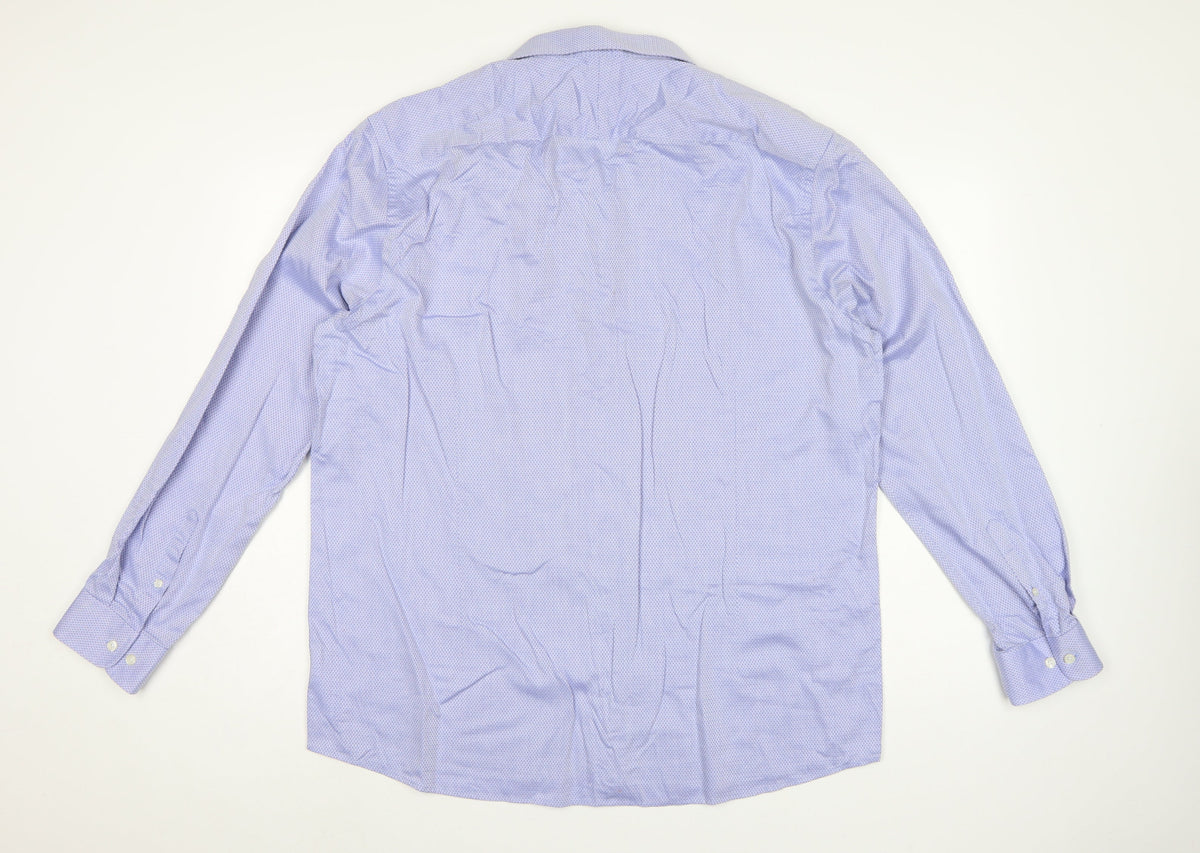 Jasper Conran Men’s Blue Geometric Tailored Fit Formal Shirt 18 45.5cm