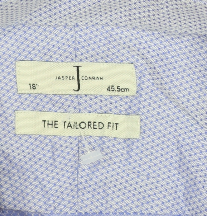 Jasper Conran Men’s Blue Geometric Tailored Fit Formal Shirt 18 45.5cm