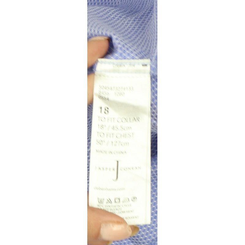 Jasper Conran Men’s Blue Geometric Tailored Fit Formal Shirt 18 45.5cm