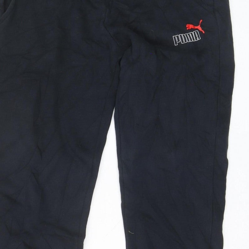 Puma Men’s Black Small Jogger Track Pants Elastic Waist Pockets