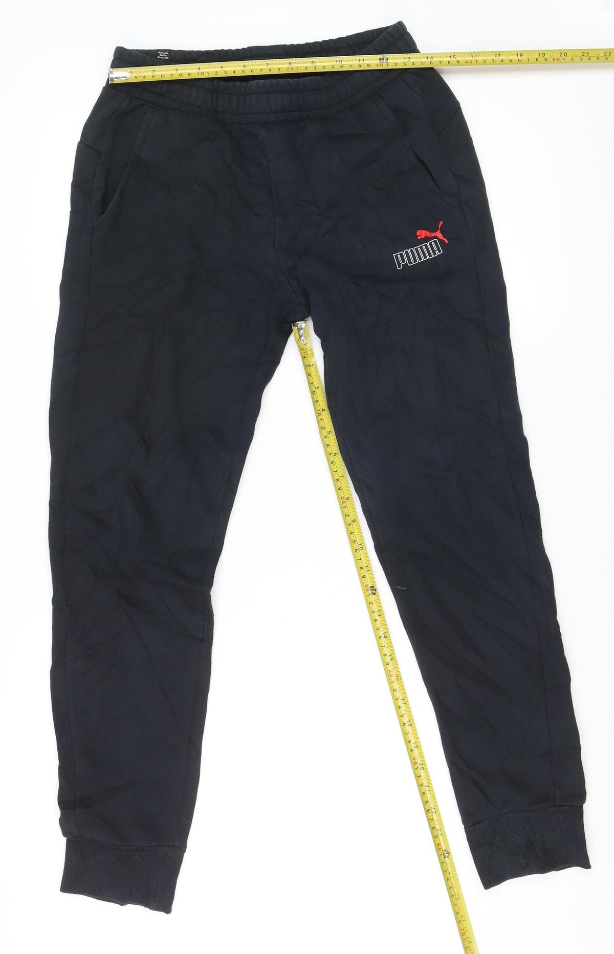 Puma Men’s Black Small Jogger Track Pants Elastic Waist Pockets
