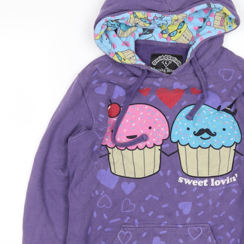 David & Goliath Teens Purple L Pullover Hoodie Cupcake Graphic Pocket