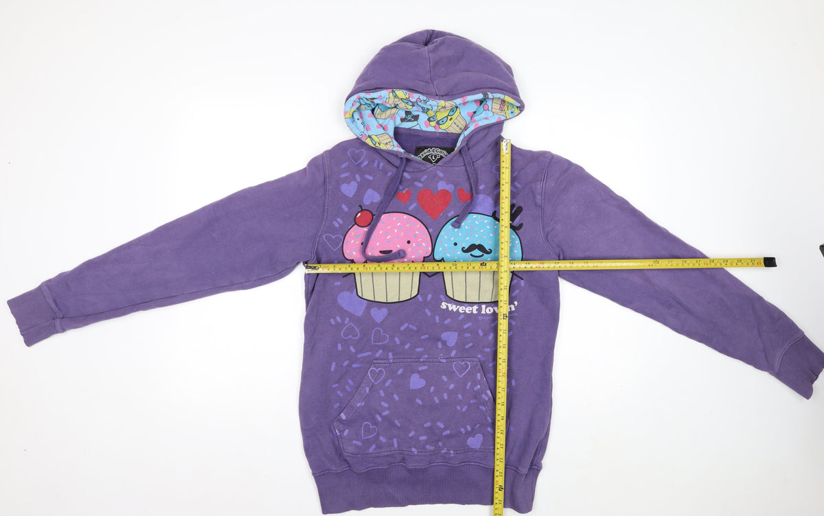 David & Goliath Teens Purple L Pullover Hoodie Cupcake Graphic Pocket
