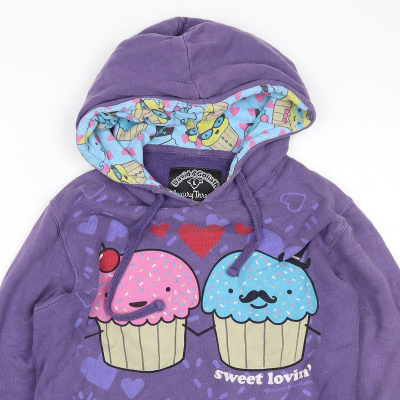 David & Goliath Teens Purple L Pullover Hoodie Cupcake Graphic Pocket