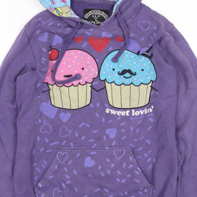 David & Goliath Teens Purple L Pullover Hoodie Cupcake Graphic Pocket