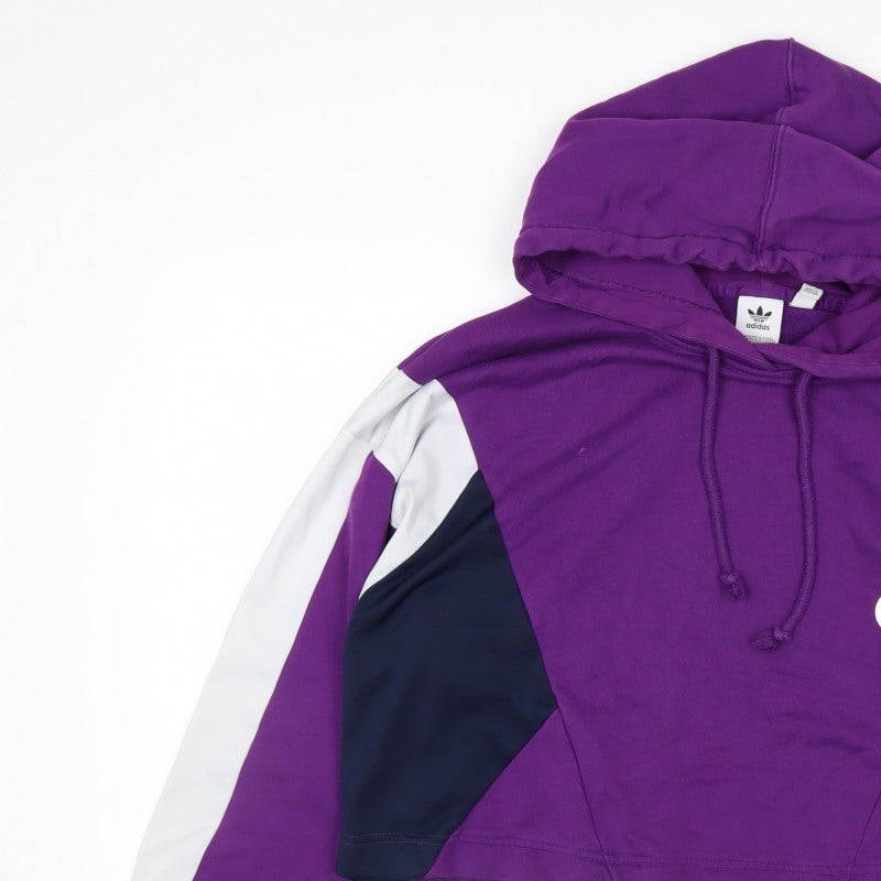 Adidas Women’s Purple Colourblock Logo Pullover Hoodie UK 16