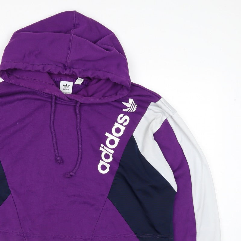 Adidas Women’s Purple Colourblock Logo Pullover Hoodie UK 16