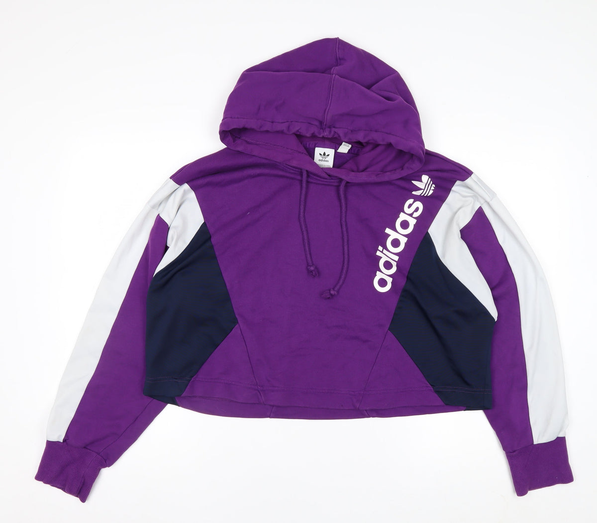 Adidas Women’s Purple Colourblock Logo Pullover Hoodie UK 16