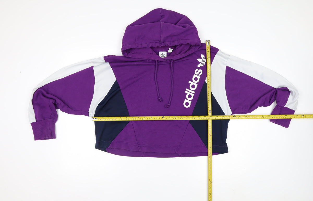 Adidas Women’s Purple Colourblock Logo Pullover Hoodie UK 16