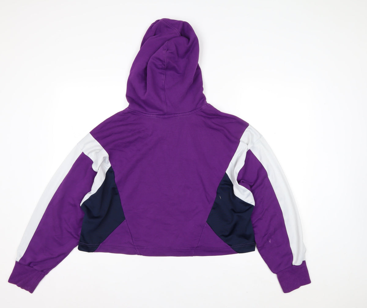 Adidas Women’s Purple Colourblock Logo Pullover Hoodie UK 16