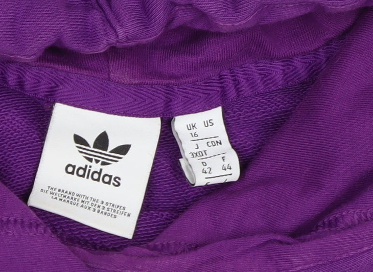 Adidas Women’s Purple Colourblock Logo Pullover Hoodie UK 16