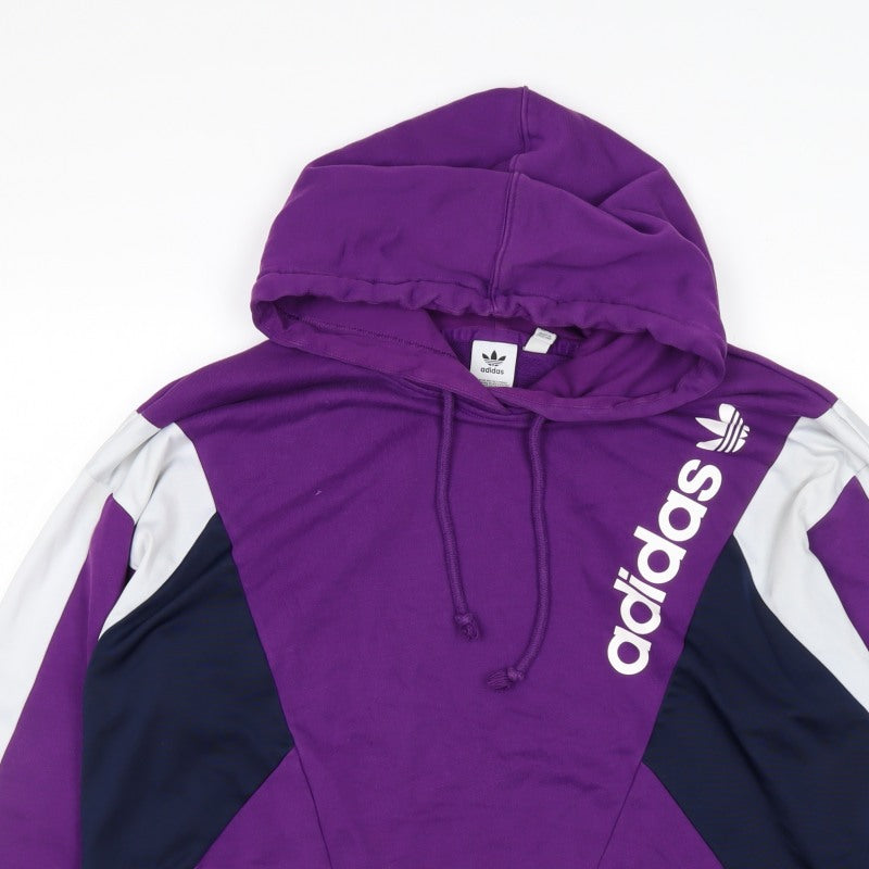 Adidas Women’s Purple Colourblock Logo Pullover Hoodie UK 16