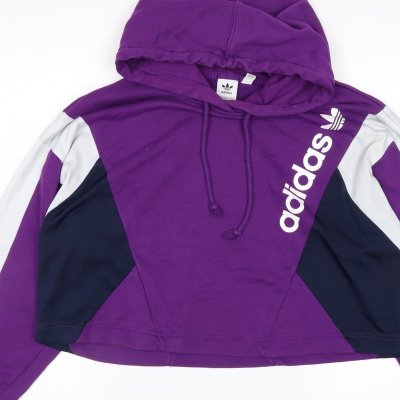Adidas Women’s Purple Colourblock Logo Pullover Hoodie UK 16