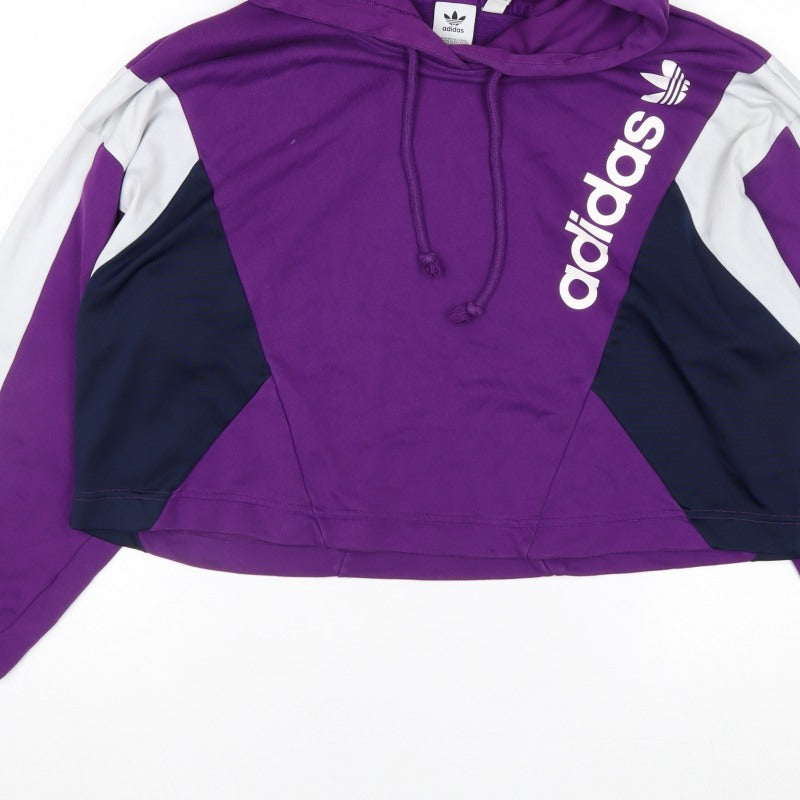 Adidas Women’s Purple Colourblock Logo Pullover Hoodie UK 16