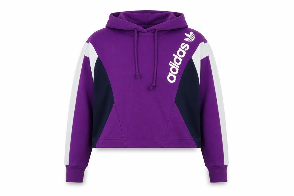 Adidas Women’s Purple Colourblock Logo Pullover Hoodie UK 16