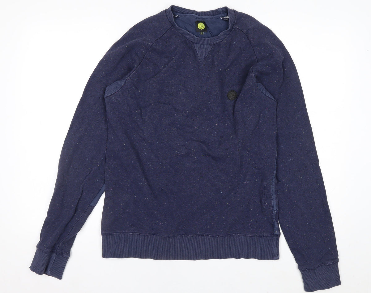 Pretty Green Men’s Blue S Crew Neck Zip Pocket Sweatshirt