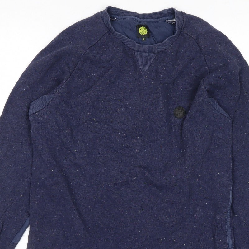 Pretty Green Men’s Blue S Crew Neck Zip Pocket Sweatshirt