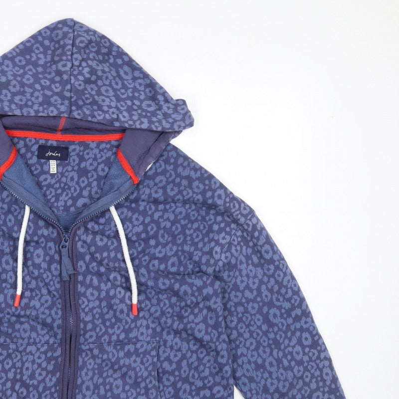 Joules Women's Blue UK 14 Leopard Print Hooded Full Zip Basic Jacket