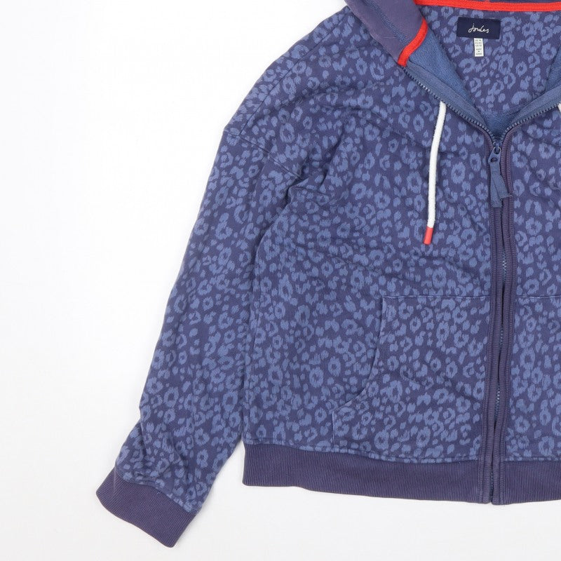 Joules Women's Blue UK 14 Leopard Print Hooded Full Zip Basic Jacket