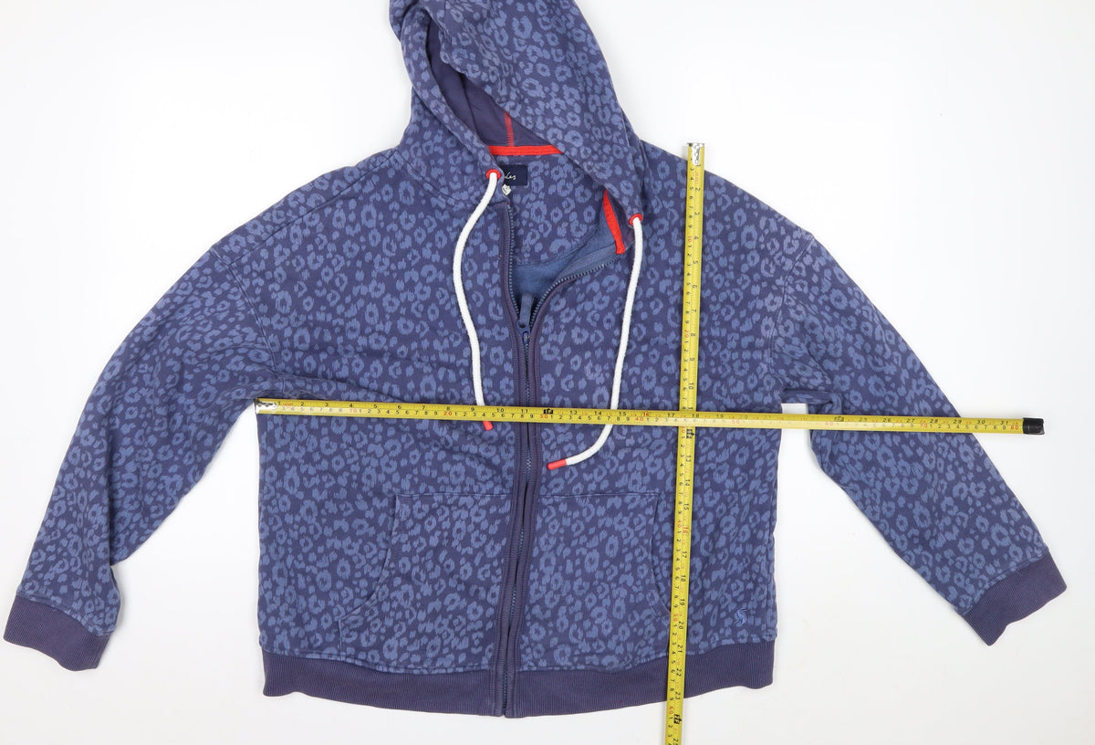Joules Women's Blue UK 14 Leopard Print Hooded Full Zip Basic Jacket