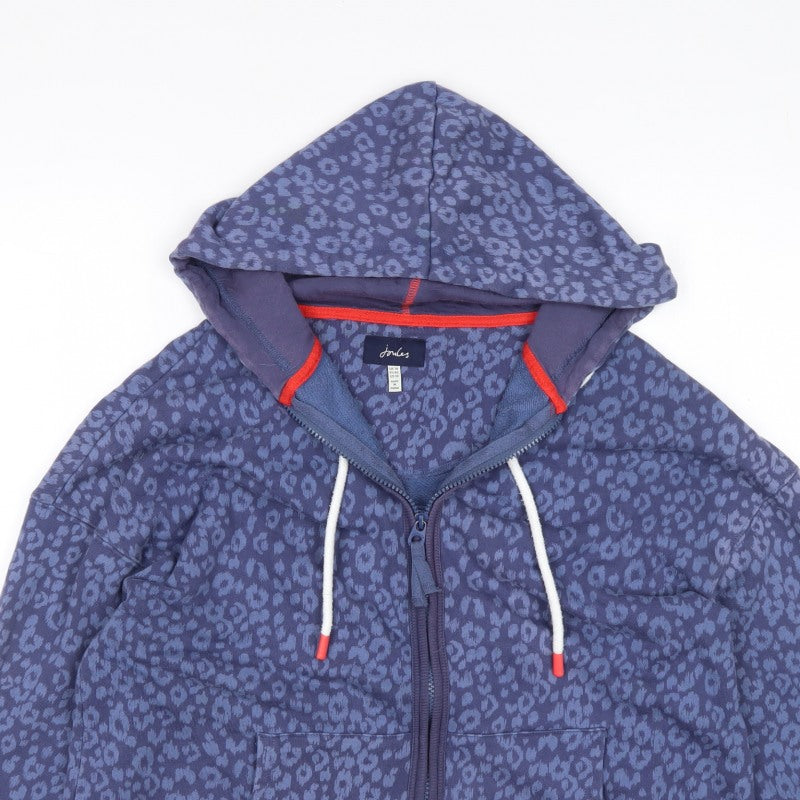 Joules Women's Blue UK 14 Leopard Print Hooded Full Zip Basic Jacket