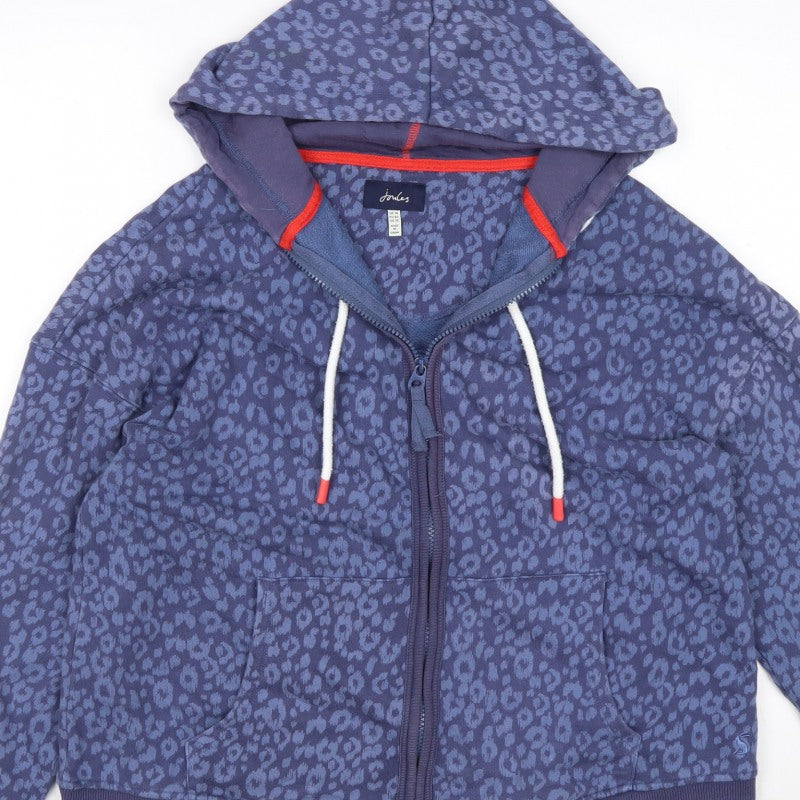 Joules Women's Blue UK 14 Leopard Print Hooded Full Zip Basic Jacket