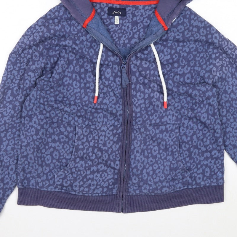 Joules Women's Blue UK 14 Leopard Print Hooded Full Zip Basic Jacket