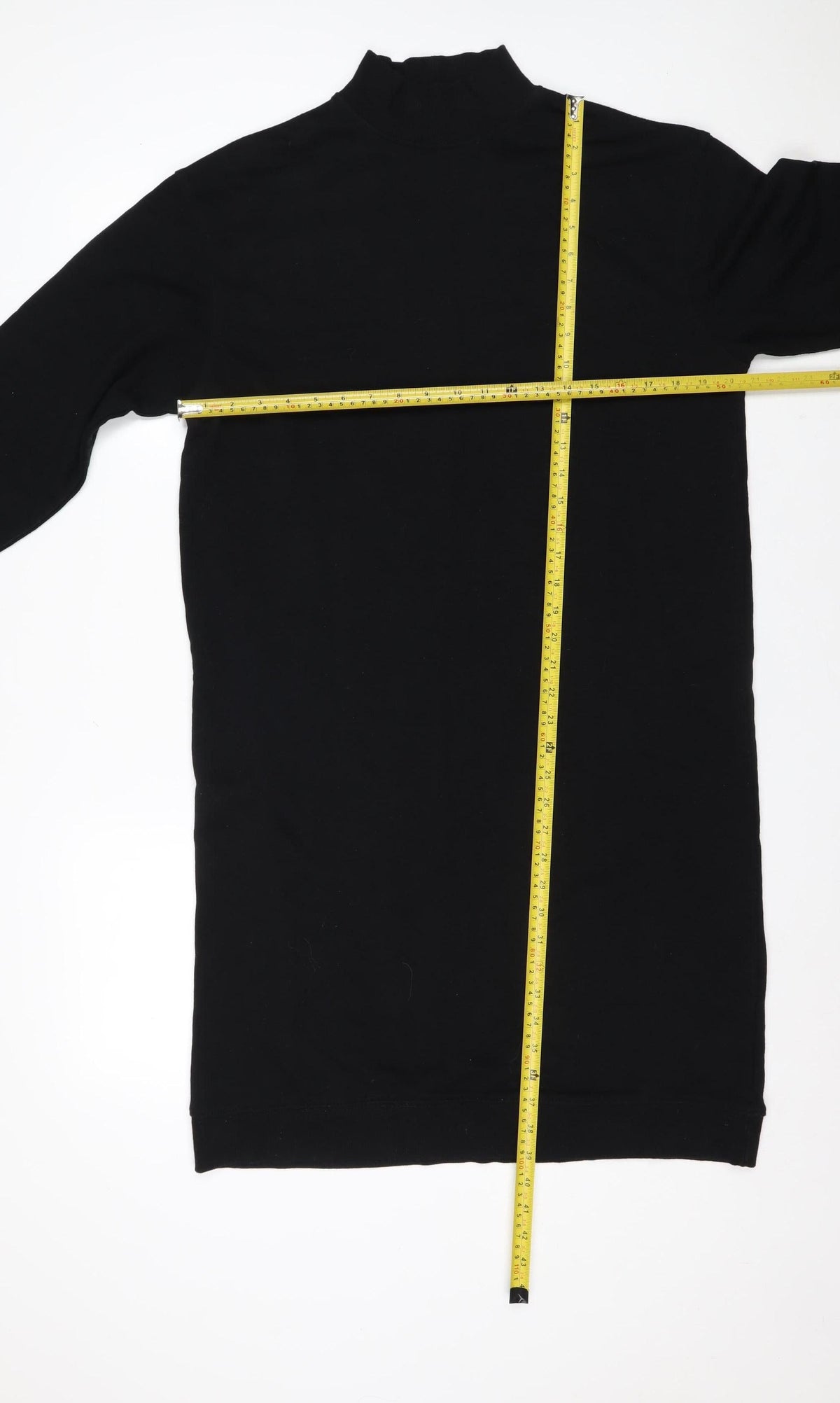 Zara Women Black M Long Jumper Dress High Neck Long Sleeve