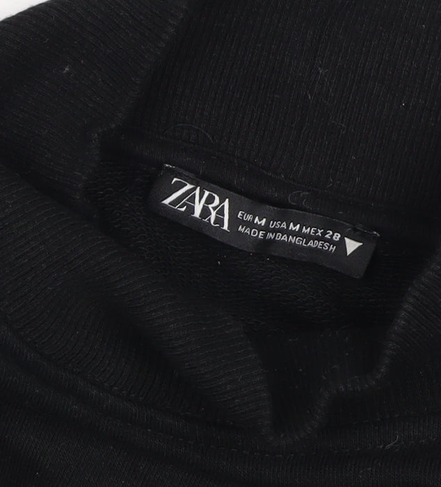 Zara Women Black M Long Jumper Dress High Neck Long Sleeve