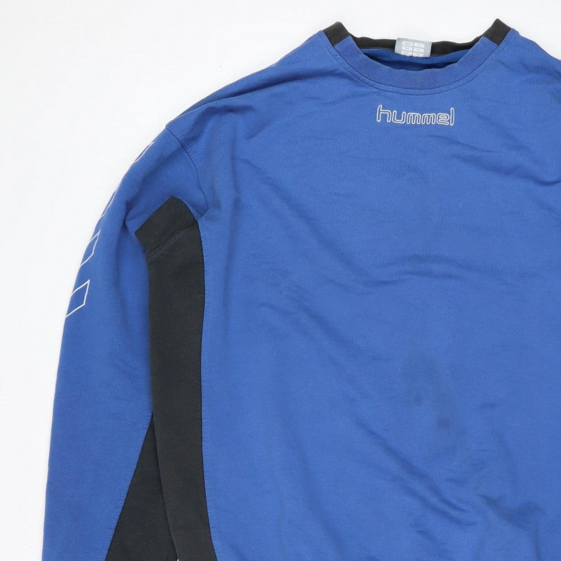 Hummel Men Blue XL Crew Neck Pullover Sports Sweatshirt Logo
