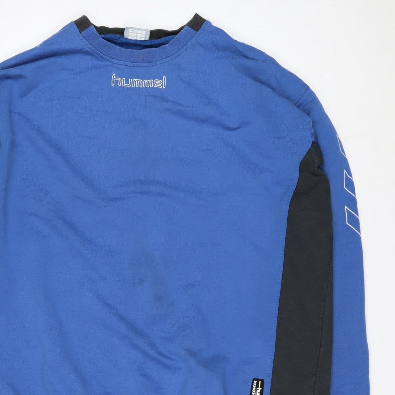 Hummel Men Blue XL Crew Neck Pullover Sports Sweatshirt Logo