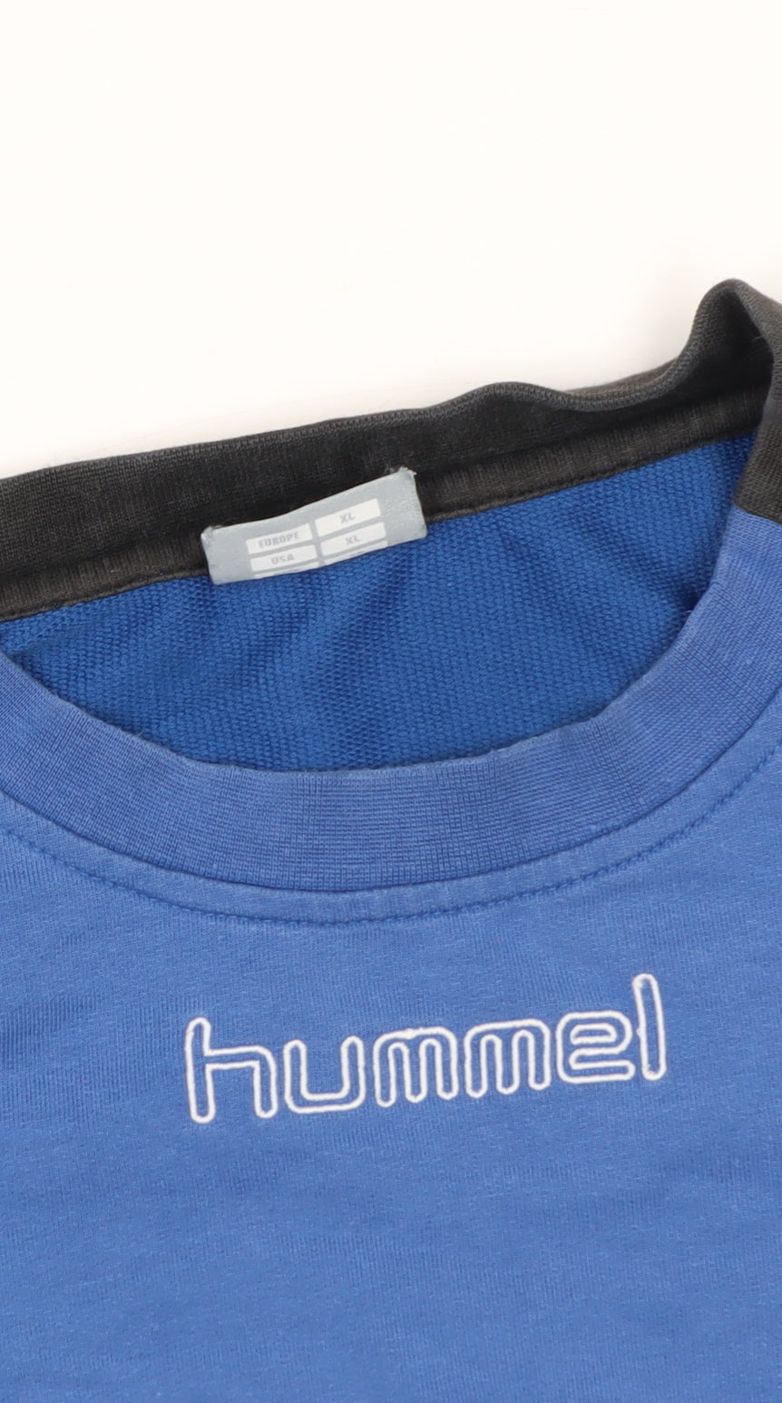 Hummel Men Blue XL Crew Neck Pullover Sports Sweatshirt Logo
