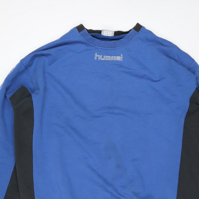Hummel Men Blue XL Crew Neck Pullover Sports Sweatshirt Logo