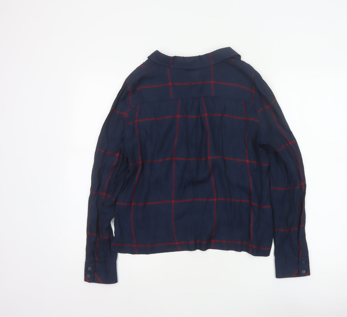 Mango Women’s Blue Red Check Button-Up Shirt UK 10 Long Sleeve