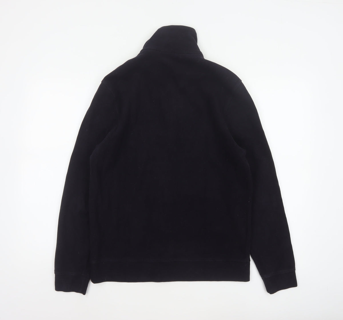 Massimo Dutti Men’s Black L Quarter Zip Velvet High Neck Sweatshirt