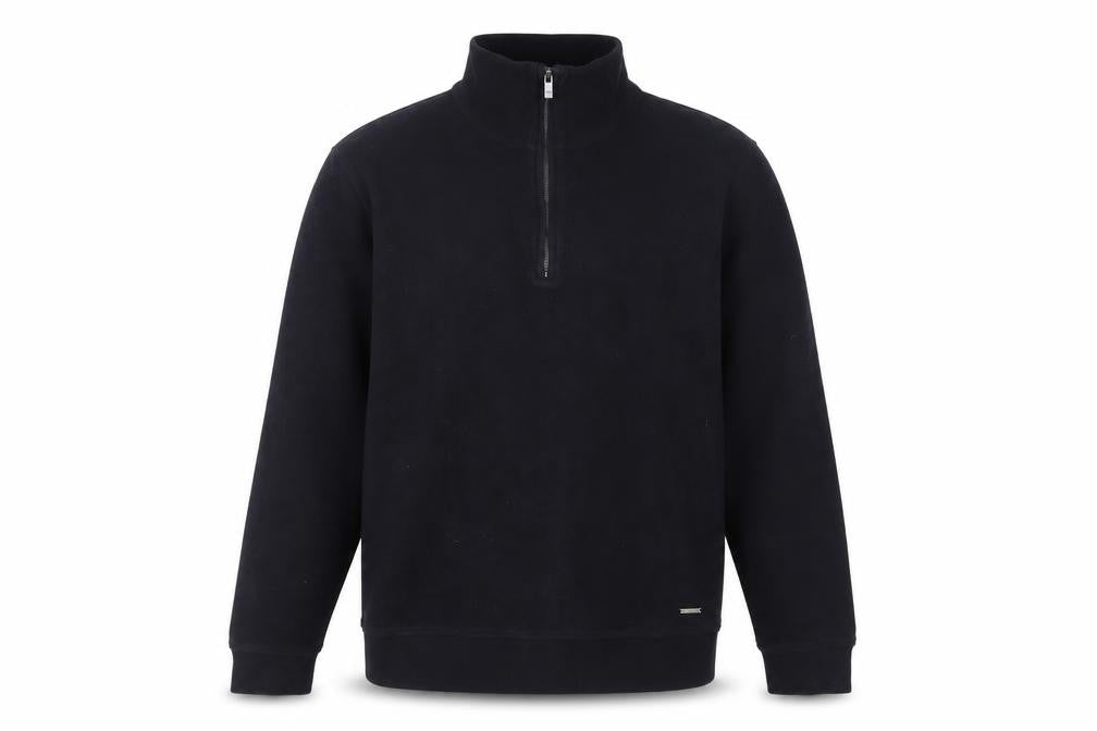 Massimo Dutti Men’s Black L Quarter Zip Velvet High Neck Sweatshirt