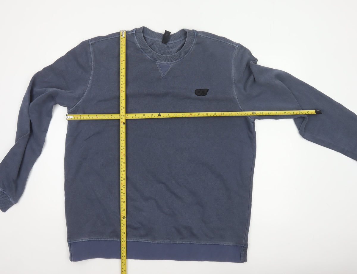AlphaTauri Men’s Blue XL Crew Neck Logo Cotton Pullover Sweatshirt